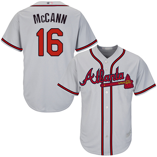 Braves #16 Brian McCann Grey Cool Base Stitched Youth MLB Jersey